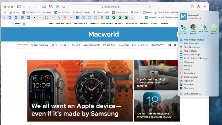 Add Website to Dock Safari