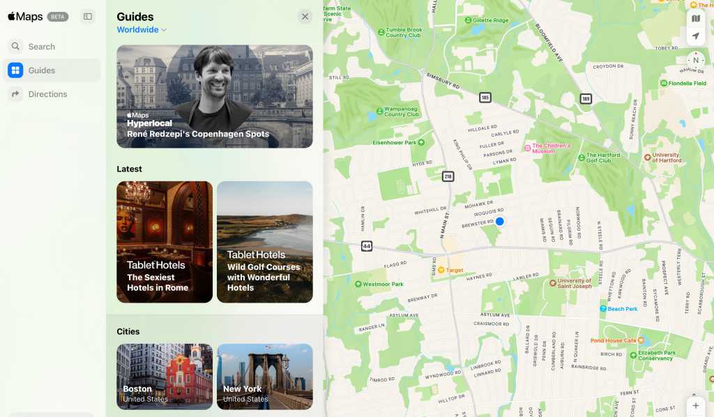 Screenshot of Apple Maps on the web