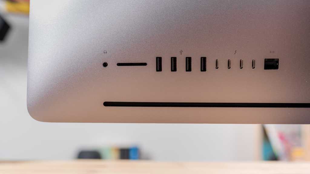 Back of the 27-inch iMac showing ports