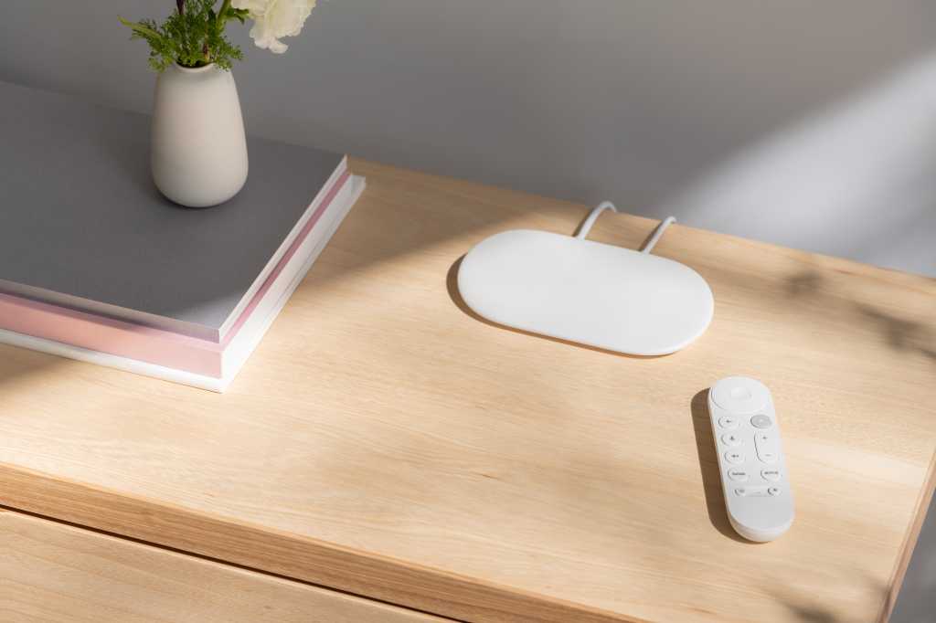 Google TV Streamer box and remote