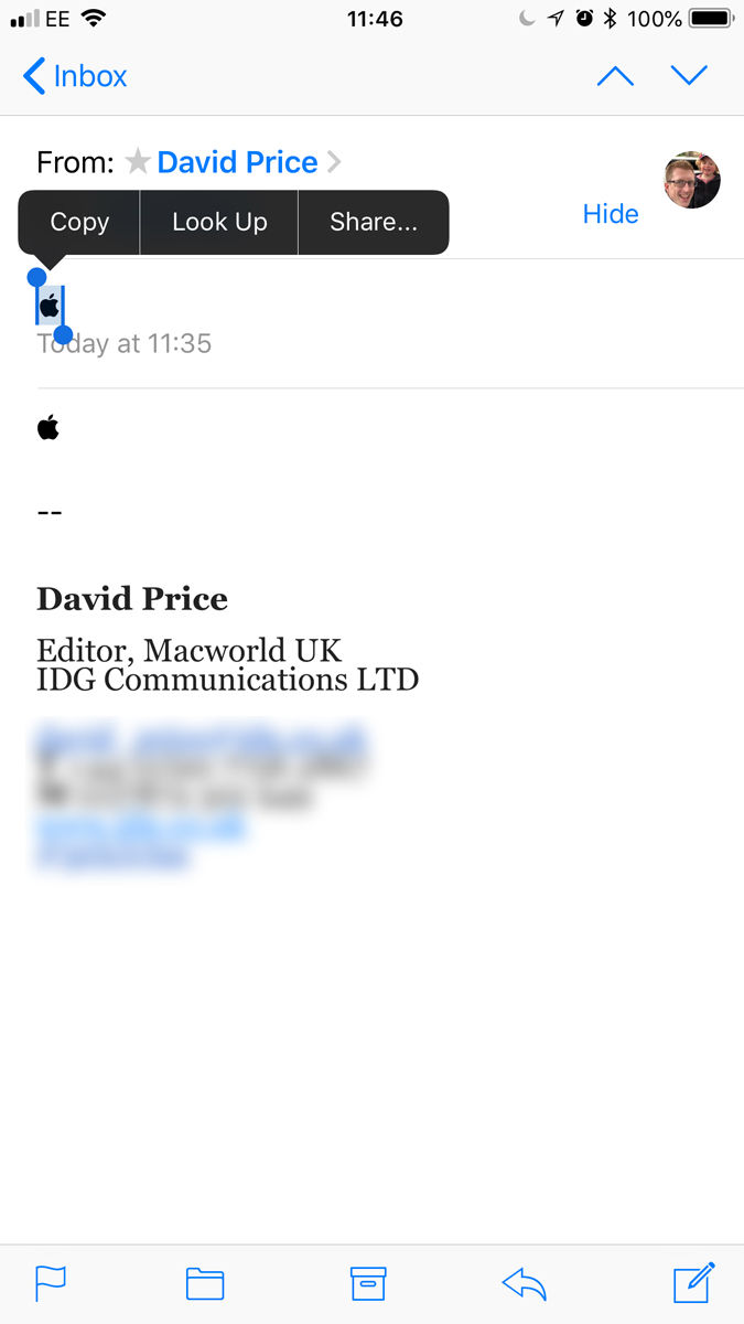 How to type the Apple logo on iPhone or iPad: Copy