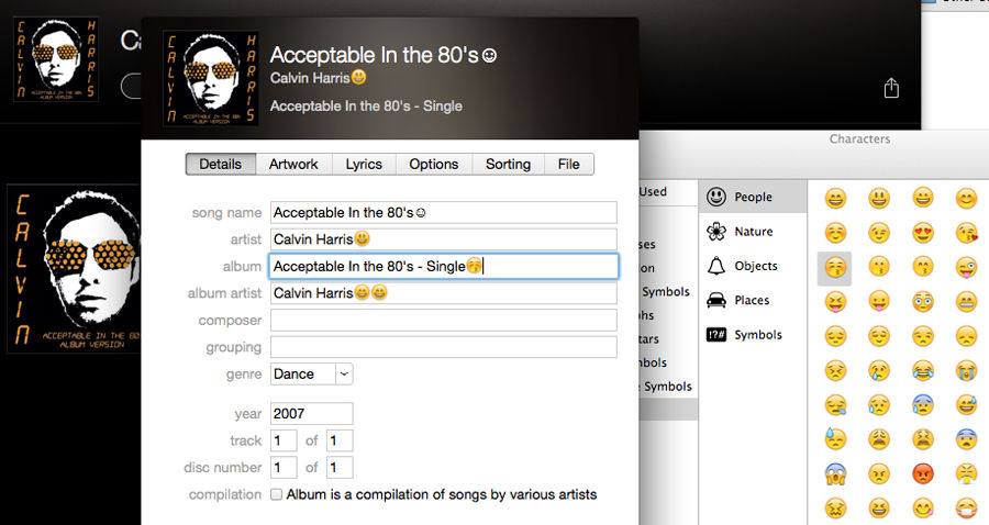 How to use emoji on Mac: iTunes