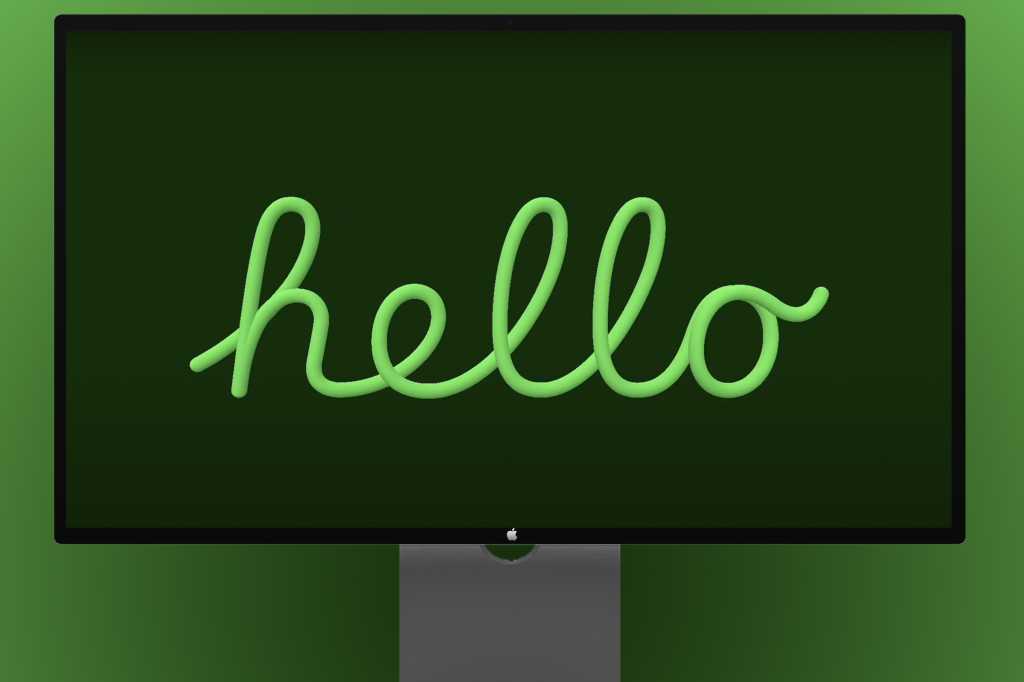 iMac Pro with hello graphic