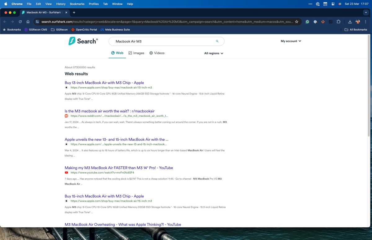 SurfShark VPN Search Function